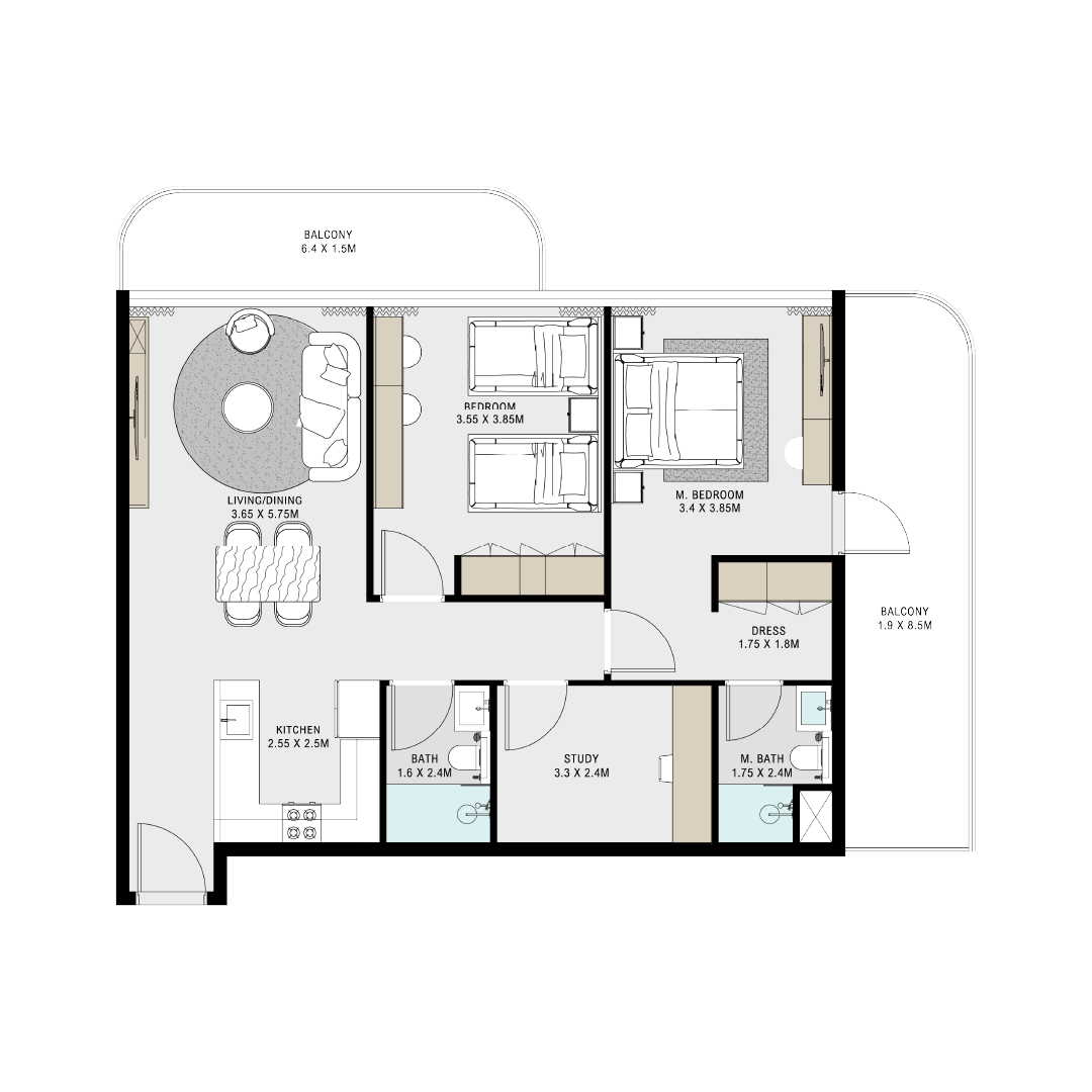 2 Bedroom Plan